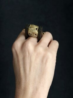 Brass Ball & Black Spin Ring - Size 9